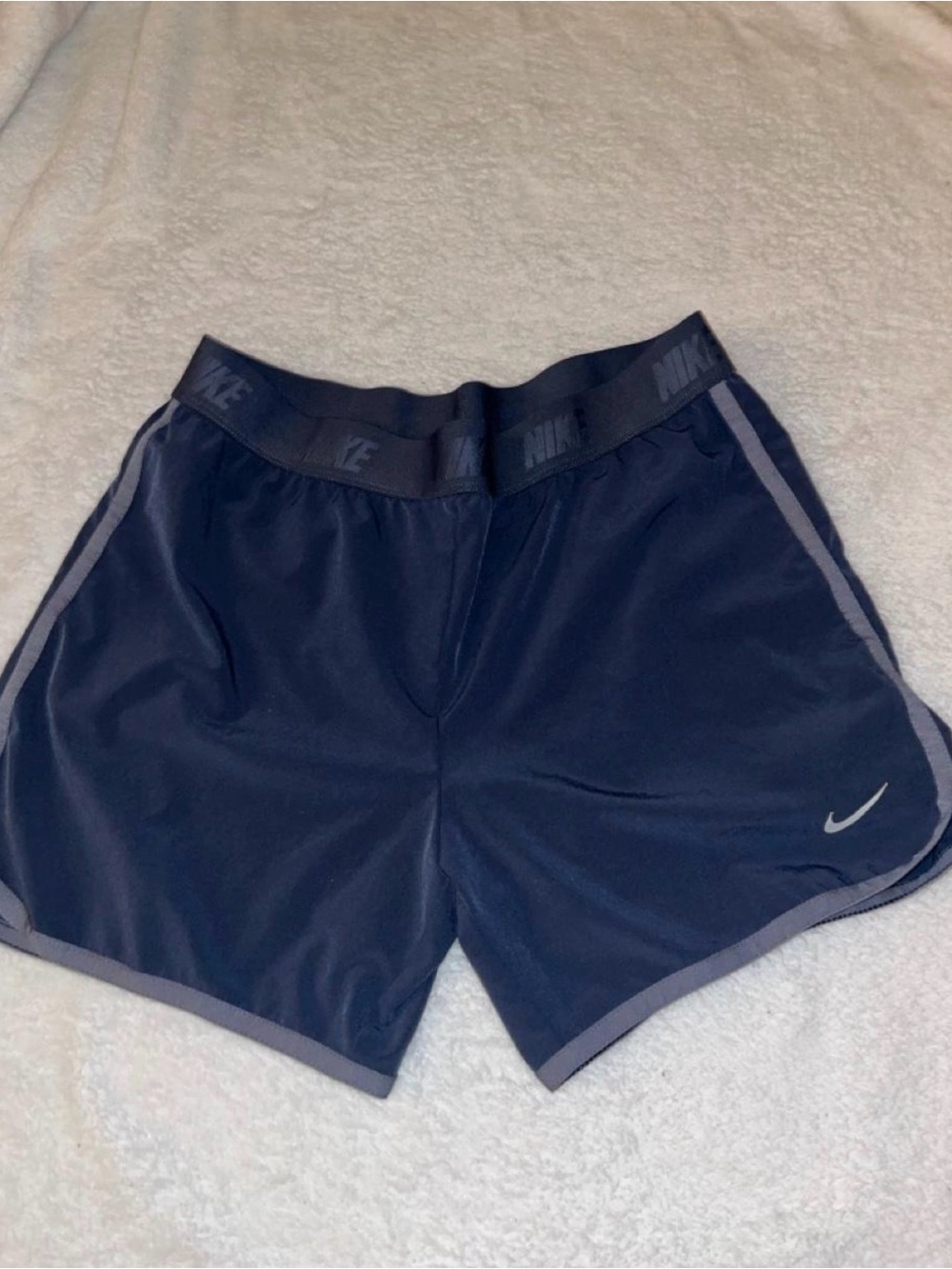 Nike Girl’s Navy Athletic Shorts with Gray Trim